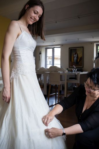Travail de couture - Creation - Salon de mariage à Pérouges - Souffle de Soie